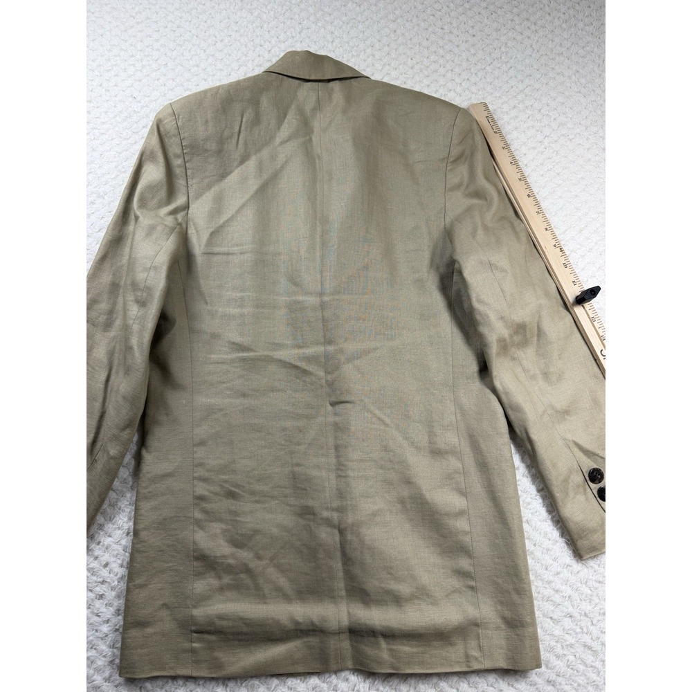 Linen Beige Brown Blazer Pockets Size S Vintage Minimalist Earthy - Picture 6 of 7